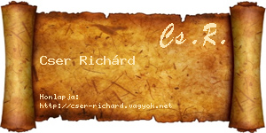 Cser Richárd névjegykártya